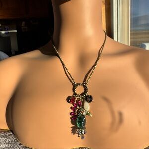 BETSEY  JONSON Elegant Multicolor PARROT Pendant Necklace